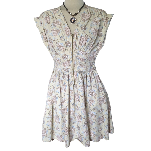 H& M Designer Base Floral Flare Dress 100*% Cotton Size 10 - Picture 13 of 16